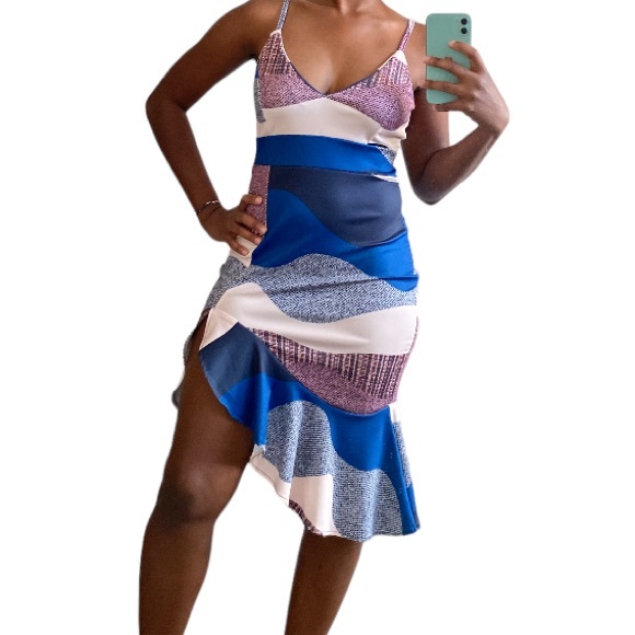 NWT Spaghetti strap color block dress size small - Picture 3 of 5